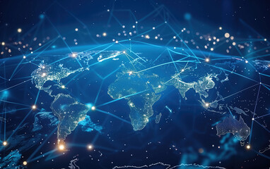 Wall Mural - technology network and earth,created with generative ai tecnology.