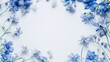 Blue Flower Frame on White