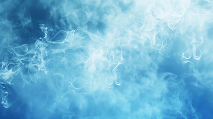 Wall Mural - Wispy blue smoke floats against a blue background. The smoke is soft and ethereal, and it seems to be moving slowly.