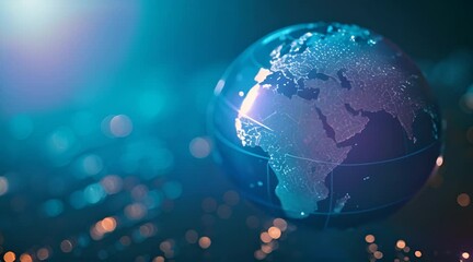 digital globe on blue background
