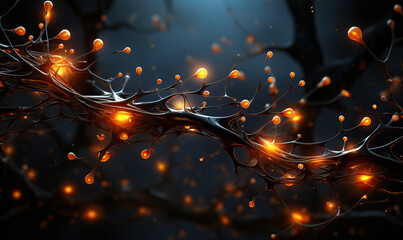 Wall Mural - abstract background, neural circuits, neuron cells concept.