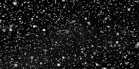 Starry sky, white stars on  black background,space, snow falling on dark background