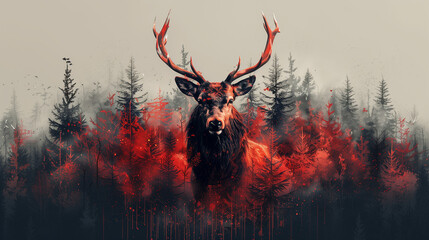 Poster - deer in the woods