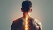 Touching painful back suffering from spine pain due to osteoporosis, degeneration