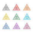All seeing eye symbol icon isolated on white background. Set icons colorful
