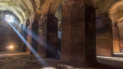 Sticker - Timelapse of Cisternoni della II Legione Partica in Albano Laziale, Italy. A Play of Light Through Windows Illuminates the Elegance of this Italian Heritage Site