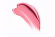 Pink lipstick makeup swatch on white background