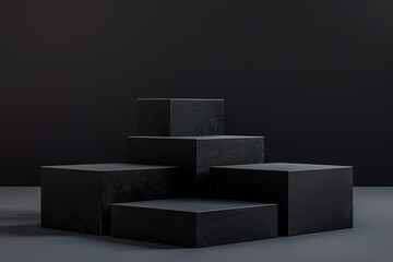 Poster - illustration of cubes stacked product display on black background