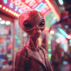 City Lights and Cosmic Nights: An Extraterrestrial Visitor's Urban Encounter