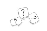 Fototapeta Tulipany - FAQ concept - paper speech bubbles with question mark, top view