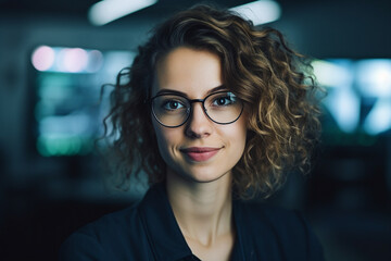 Hard working person in modern interior office programming writing web java script code AI technology generation
