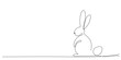 Zajączek wielkanocny rysowany jedną ciągłą linią. Zając i jajko wielkanocne. Tło na świąteczne banery. Sylwetka uroczego królika w prostym minimalistycznym stylu. Ilustracja wektorowa.