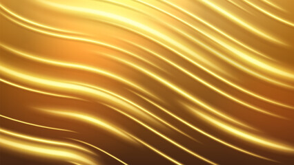 Wall Mural - Neon Gold Abstract Widescreen Background, Vector Illustration