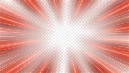 Wall Mural - Red Rays Zoom In Motion Effect, Light Color Trails, Ready For White Background Or PNG, Vector Illustration