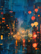 night city street, city lights, Night bokeh light in big city, abstract blur defocused background.