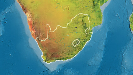 Shape of South Africa. Glowed. Topographic.