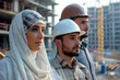 Diverse Collaboration: Muslim Investors and Caucasian Architects at Skyscraper Construction Site