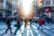 © Anna - Blurry city street scene, People crossing the street while the traffic light