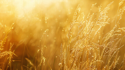 Wall Mural - Golden summer background with dry wheat fields texture.