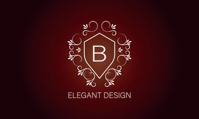Wall Mural - Stylish graceful monogram , Elegant line art logo design in Art Nouveau style with letter B. Concept for boutique, hotel, restaurant, floral shop, jewelry, fashion, wine, heraldic, emblem