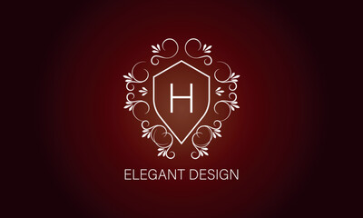 Wall Mural - Stylish graceful monogram , Elegant line art logo design in Art Nouveau style with letter H. Concept for boutique, hotel, restaurant, floral shop, jewelry, fashion, wine, heraldic, emblem