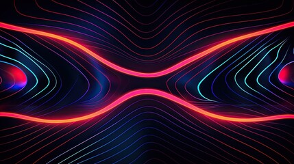 Poster - Geometric patterns with neon curves and contours