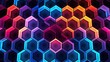 Neon shapes in the form of a honeycomb lattice