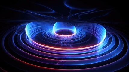 Sticker - Neon lines and circles forming a glowing whirlpool effect