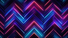 Geometric Background With Neon Zigzags