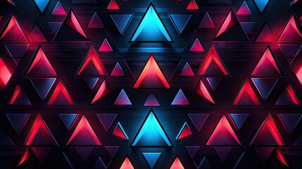 Wall Mural - Geometric patterns with neon triangles and curved lines