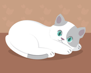 Sticker - Cute cat cartoon kawaii Vector