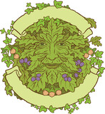 Fototapeta Boho - Green Man Pagan Symbol Banner Vector