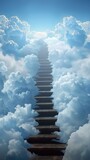 Fototapeta Paryż - A stairway going up into the clouds in the sky.