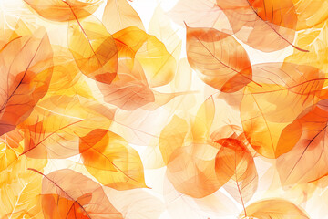 Wall Mural - Elegant autumn leaf design with watercolor effect and splashes on light background