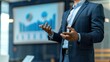 © inthasone - Close-up hand of Confident businessman delivering a presentation consulting training persuading employees client group, mentor leader explain graph strategy at team meeting workshop