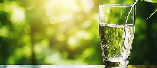 Poster - Refreshing Glass of Pure Water with Lemon Slice on Rustic Wooden Table in Natural Light Setting