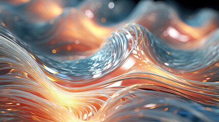 Sticker - Scientific abstraction with futuristic textured tissue waves. Tech background with close-up wave bio texture.