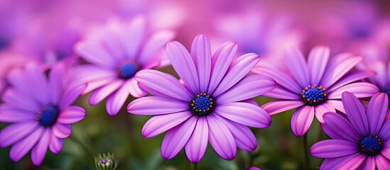 Canvas Print - Enchanting Purple Blossoms Among Lush Green Grass in a Serene Spring Garden