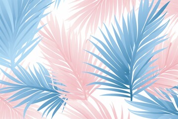 Wall Mural - Abstract pattern with pink and blue tropical palm coconut leaves