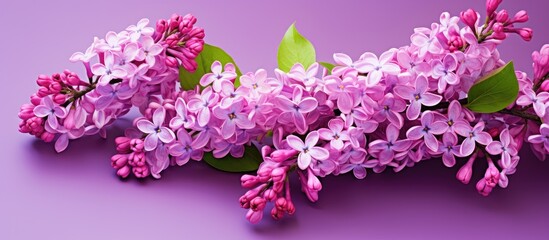 Poster - Elegant Lilac Blossoms Adorning a Lavender Background with Floral Beauty and Fragrant Aroma