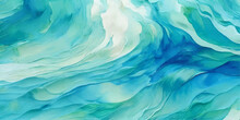 Abstract Soft Blue And Green Abstract Water Color Ocean Wave Texture Background. Banner Graphic Resource As Background For Ocean Wave And Water Wave Abstract Graphics	
