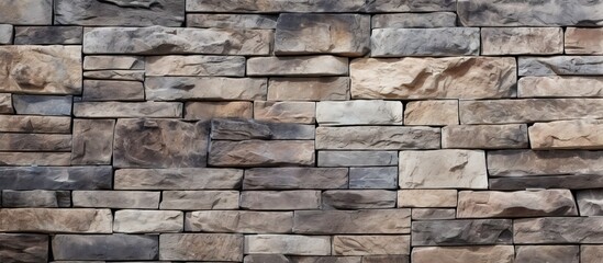 Aufkleber - Rustic Stone Wall Featuring a Blend of Earthy Brown and Dark Black Tones