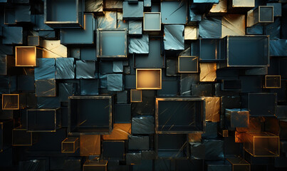 Wall Mural - creative dark background made of rectangular shapes.