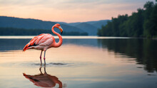 Flamingo In The Lake 