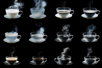Wall Mural - A series of coffee cups with steam rising, perfect for coffee shop ads