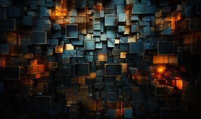 Wall Mural - creative dark background made of rectangular shapes.