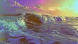 © Irina Ukrainets - Vibrant digital art of ocean waves at sunset. colorful seascape illustration with dynamic movement. surreal coastal scenery. ideal for wall art and creative projects. AI