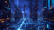 Futuristic megapolis cityscape - technology background