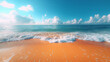 Tropical seascape with ocean waves and golden sand