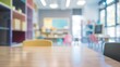 Blurred background of an office at school. Defocused interior of a modern room in an educational institution 